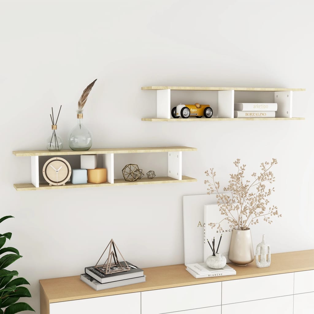 Wall Shelf 2 Pcs Engineered Wood