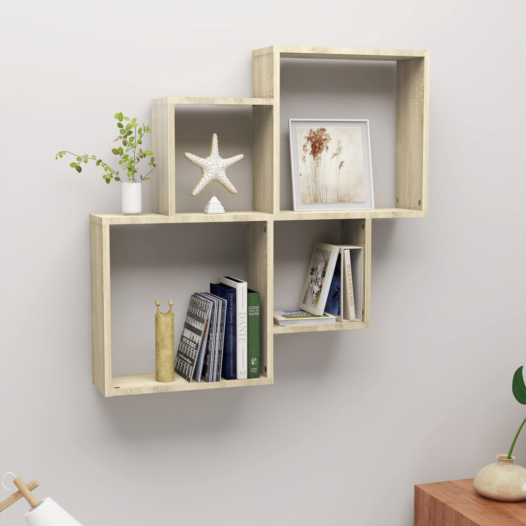 Wall Cube Shelf 80X15X78.5 Cm Engineered Wood