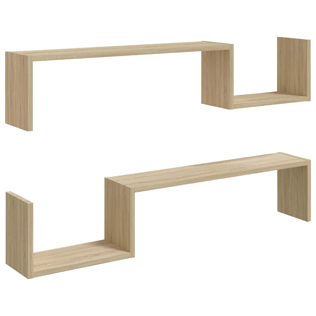 Wall Shelf 2 Pcs 100X15X20 Cm Engineered Wood
