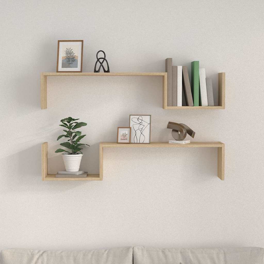 Wall Shelf 2 Pcs 100X15X20 Cm Engineered Wood