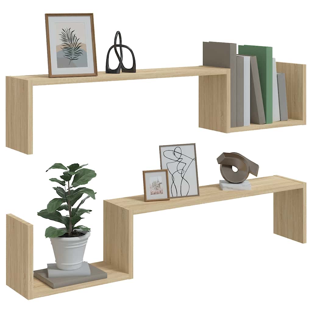 Wall Shelf 2 Pcs 100X15X20 Cm Engineered Wood