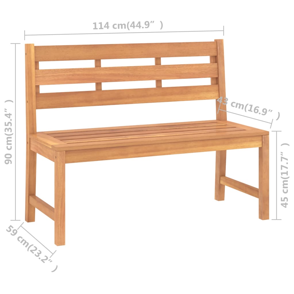 Garden Bench 114 Cm Solid Teak Wood
