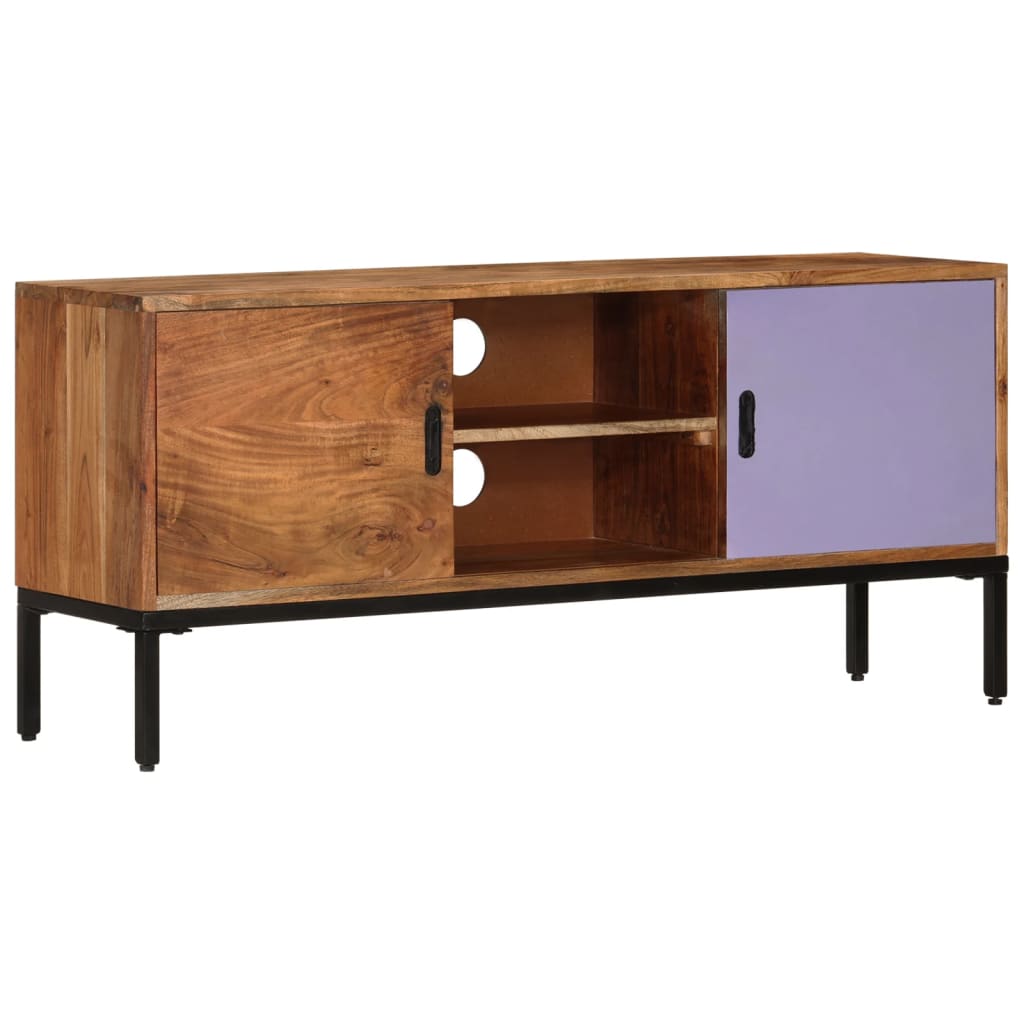 Tv Cabinet Honey Brown And Grey 110X30X50 Cm Solid Wood Acacia
