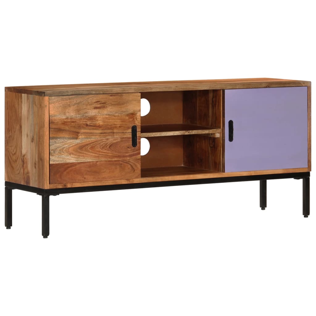 Tv Cabinet Honey Brown And Grey 110X30X50 Cm Solid Wood Acacia
