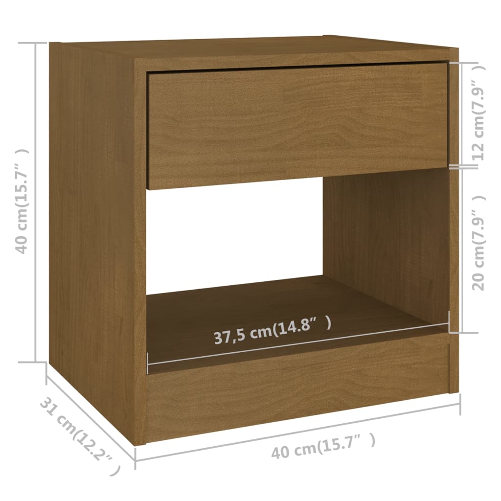 Bedside Cabinet 40X31X40 Cm Solid Pinewood