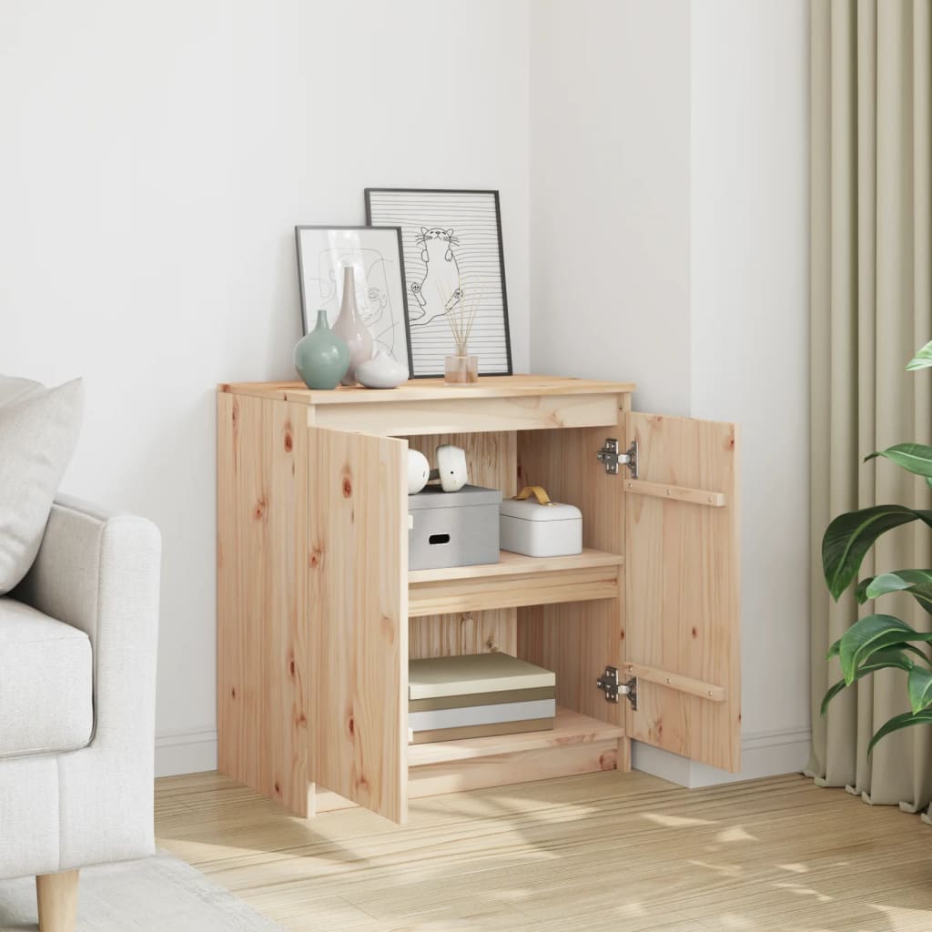 Side Cabinet 60X36X65 Cm Solid Pinewood