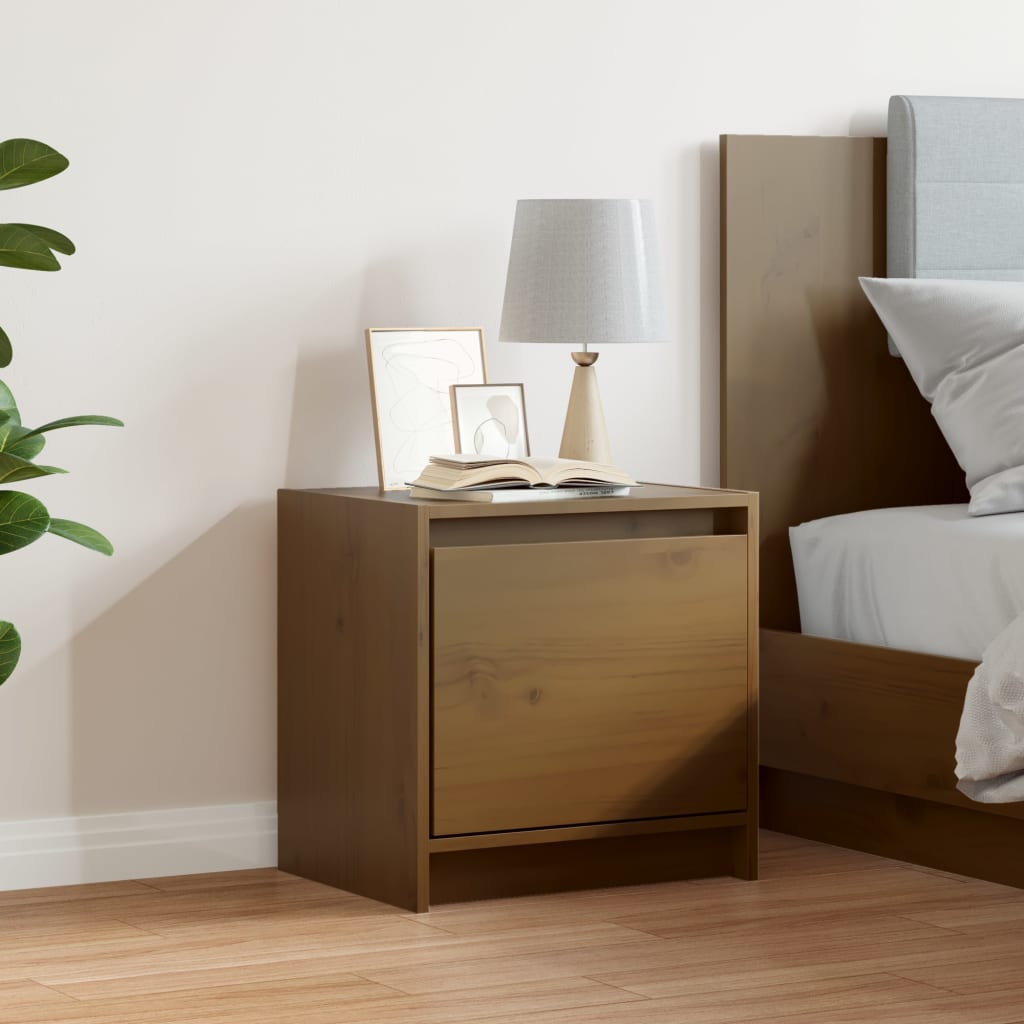 Bedside Cabinet 40X30.5X40 Cm Solid Pinewood