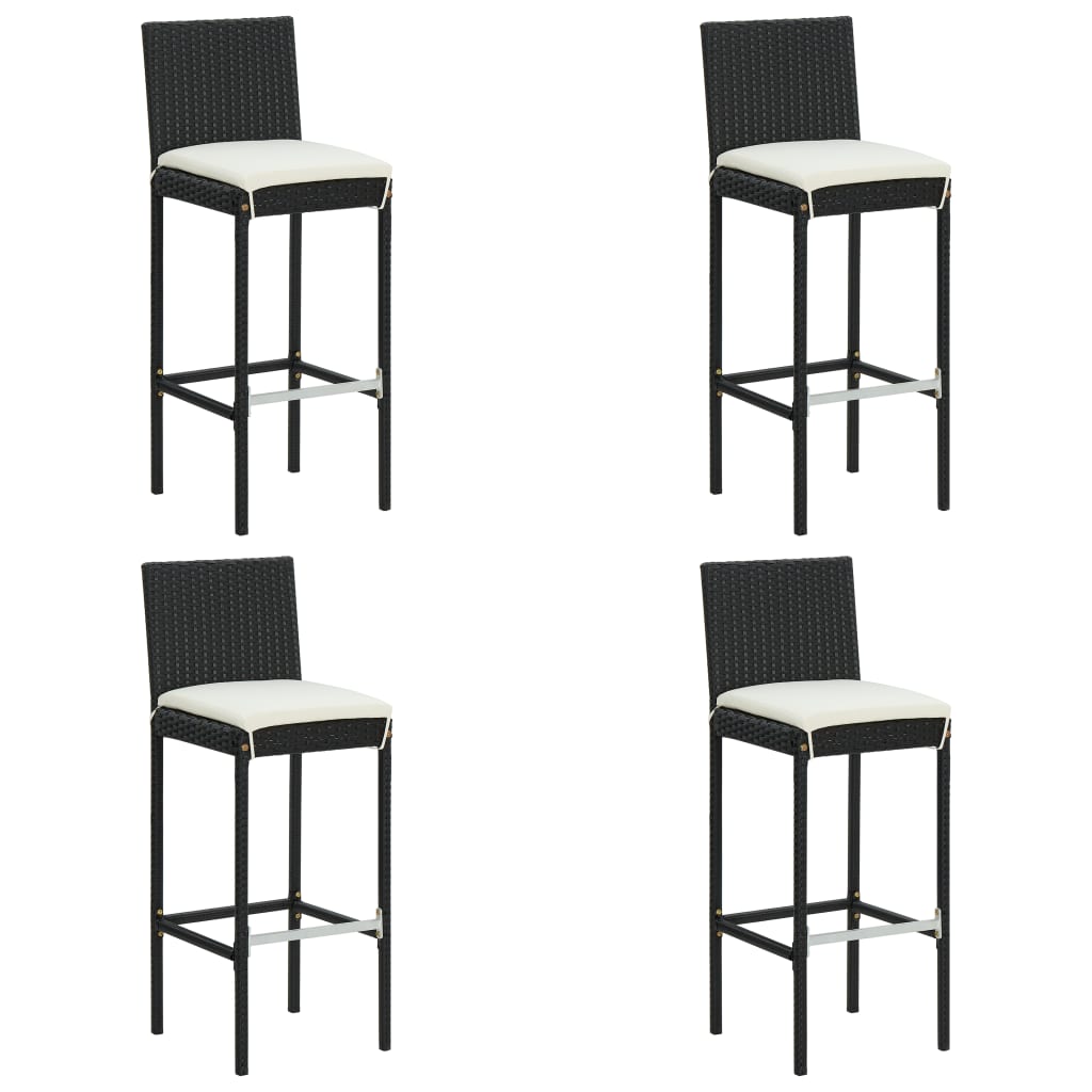 Garden Bar Stools With Cushions 4 Pcs Poly Rattan