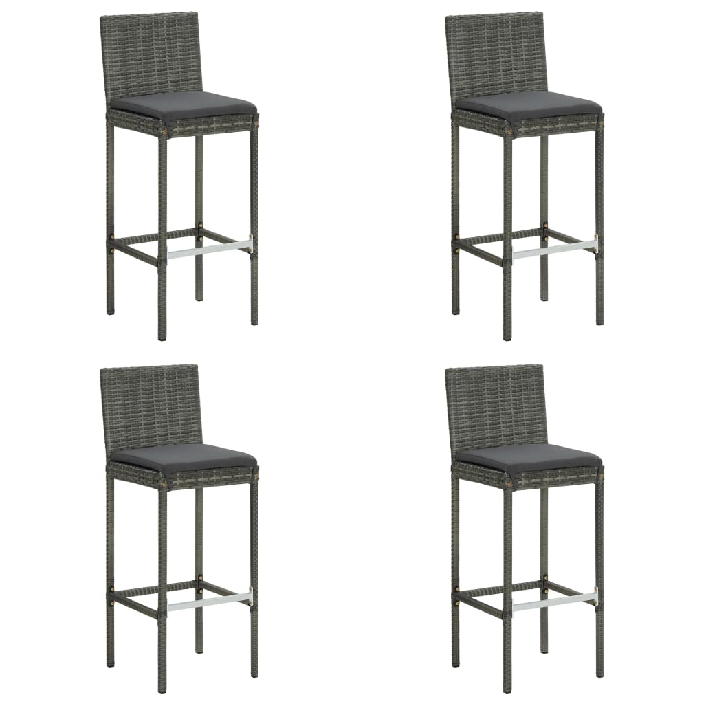 Garden Bar Stools With Cushions 4 Pcs Poly Rattan