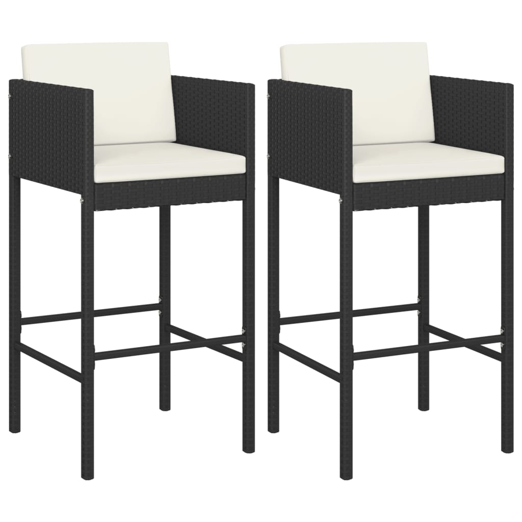 Bar Stools 2 Pcs With Cushions Poly Rattan