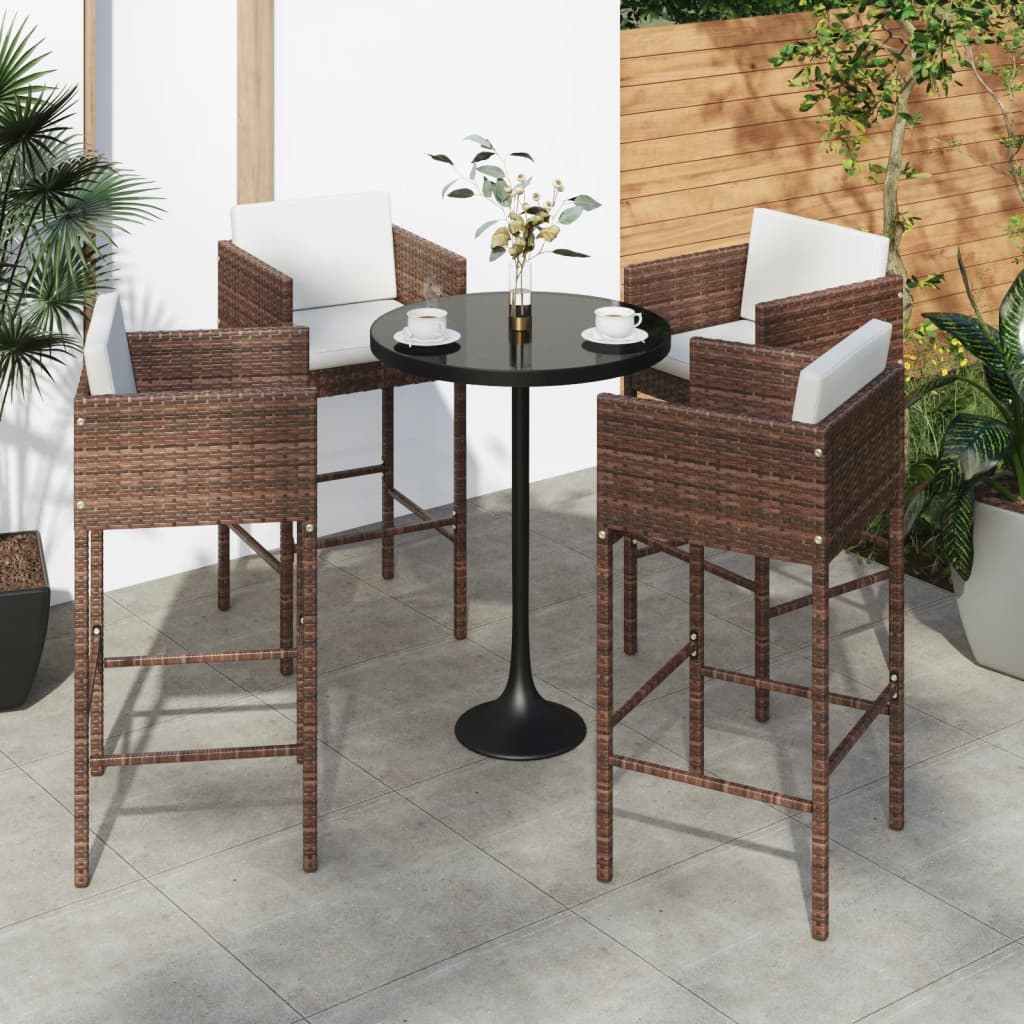 Bar Stools 2 Pcs With Cushions Poly Rattan