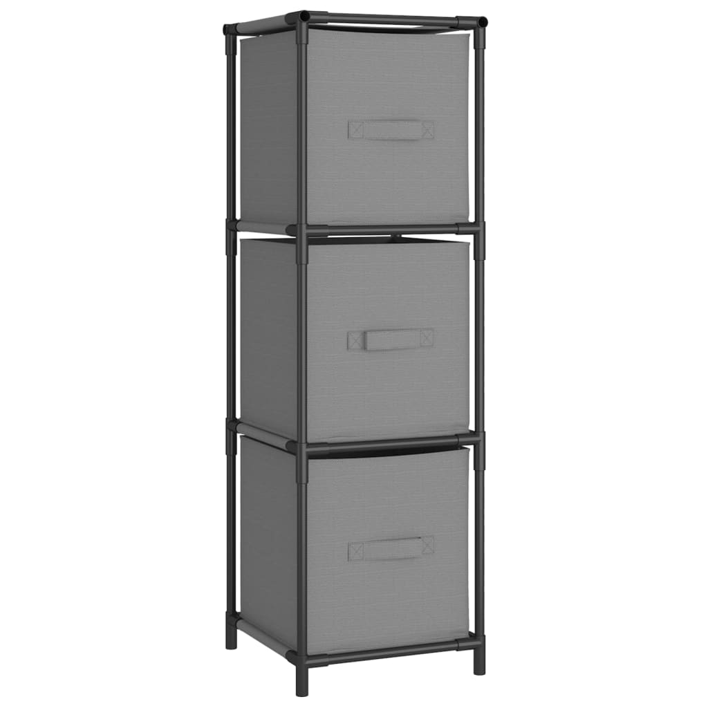 Storage Cabinet With 3 Fabric Drawers Grey 34X34X101 Cm Steel