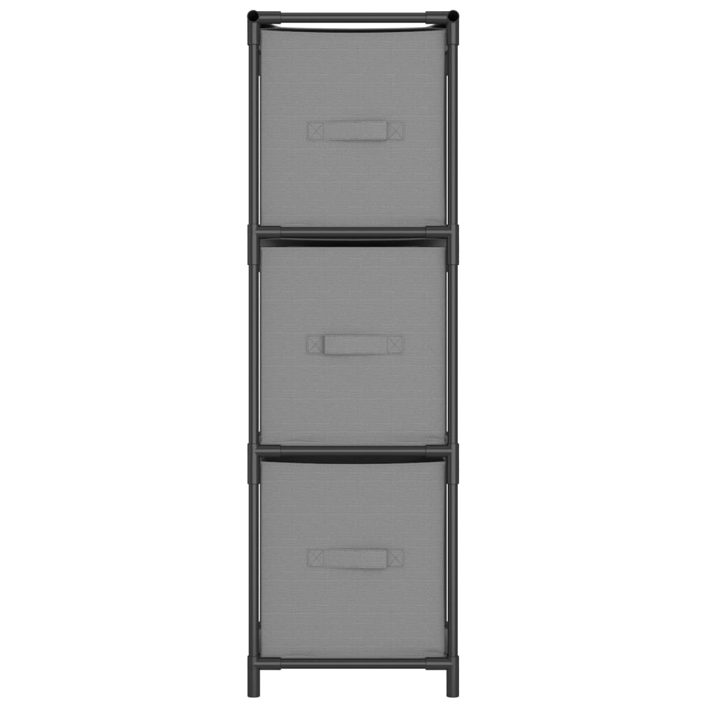 Storage Cabinet With 3 Fabric Drawers Grey 34X34X101 Cm Steel