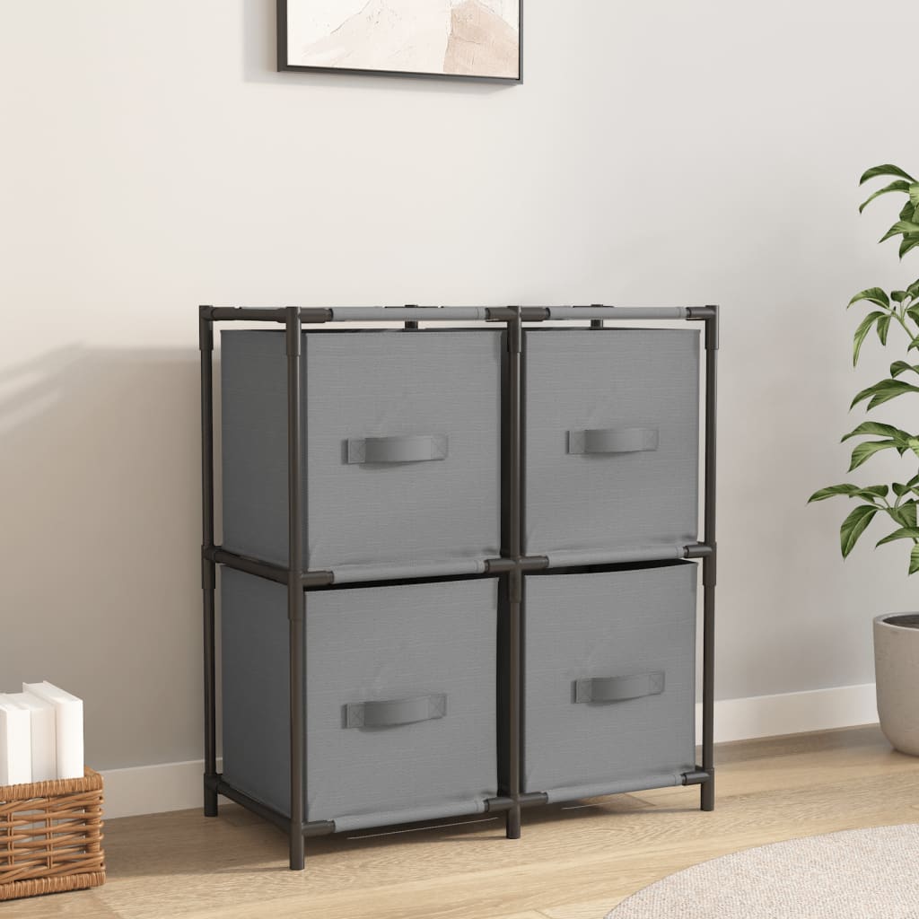 Storage Cabinet With 4 Fabric Baskets 63X30X71 Cm Steel