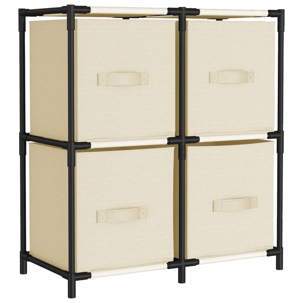 Storage Cabinet With 4 Fabric Baskets 63X30X71 Cm Steel