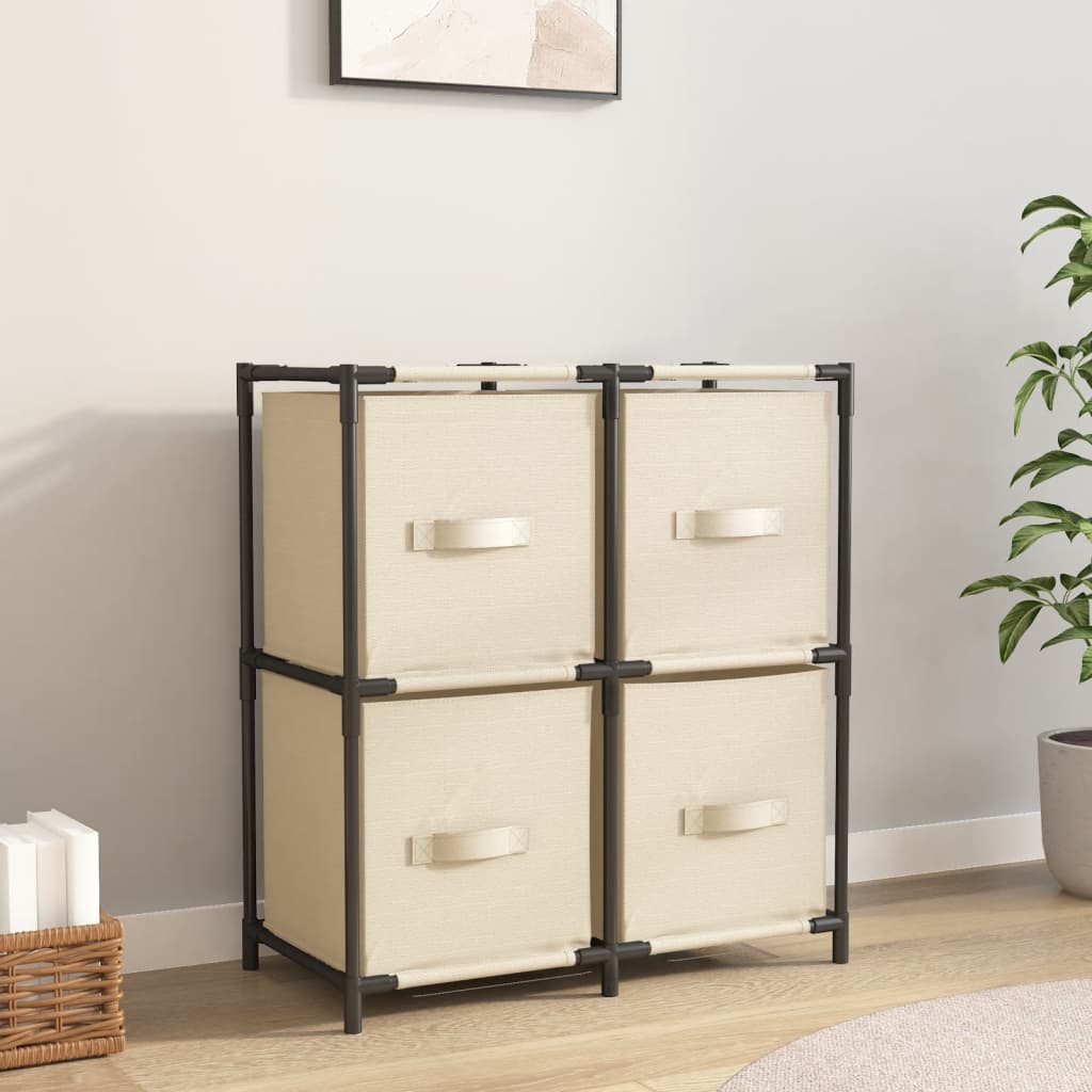 Storage Cabinet With 4 Fabric Baskets 63X30X71 Cm Steel