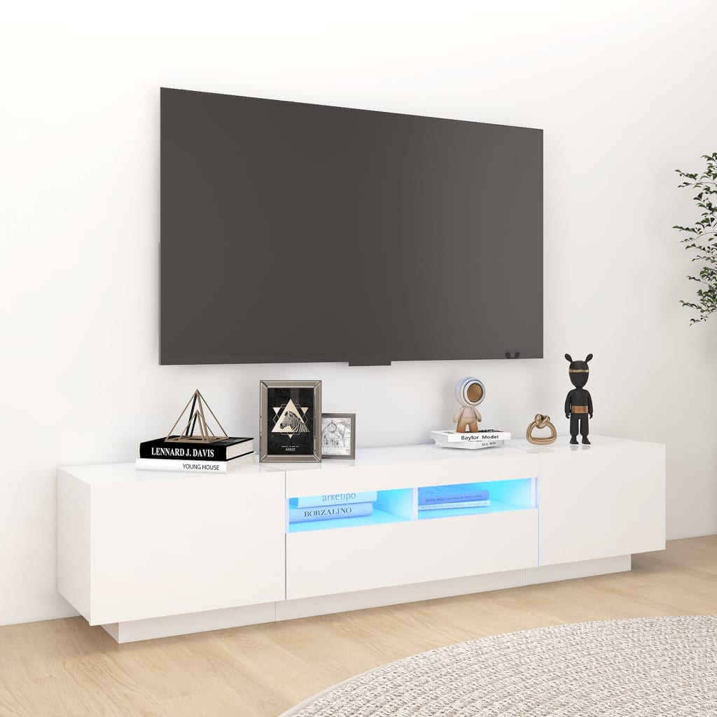 2 Piece Tv Cabinet Set With Led Lights Engineered Wood