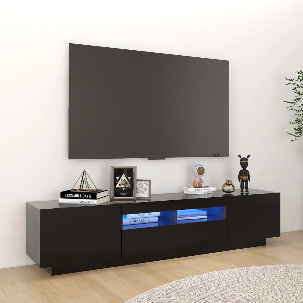 2 Piece Tv Cabinet Set With Led Lights Engineered Wood