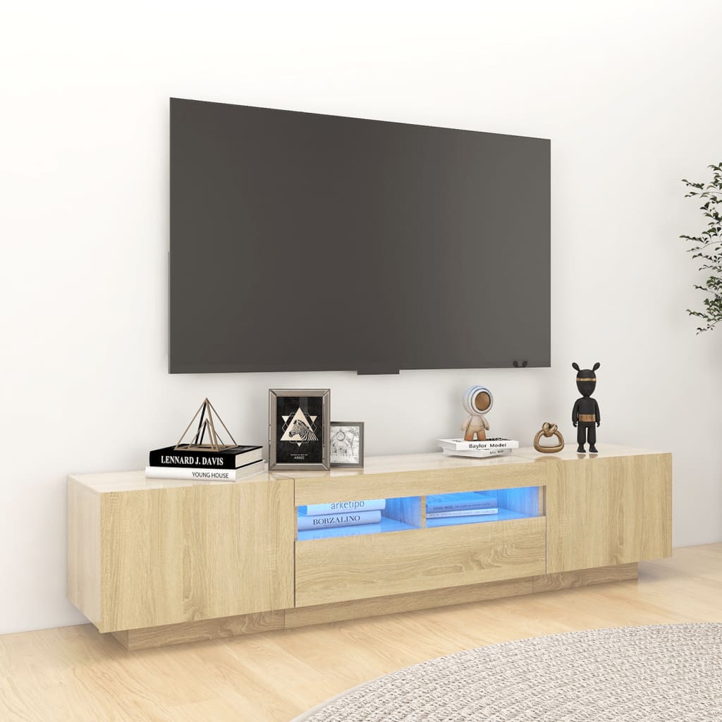 2 Piece Tv Cabinet Set With Led Lights Engineered Wood