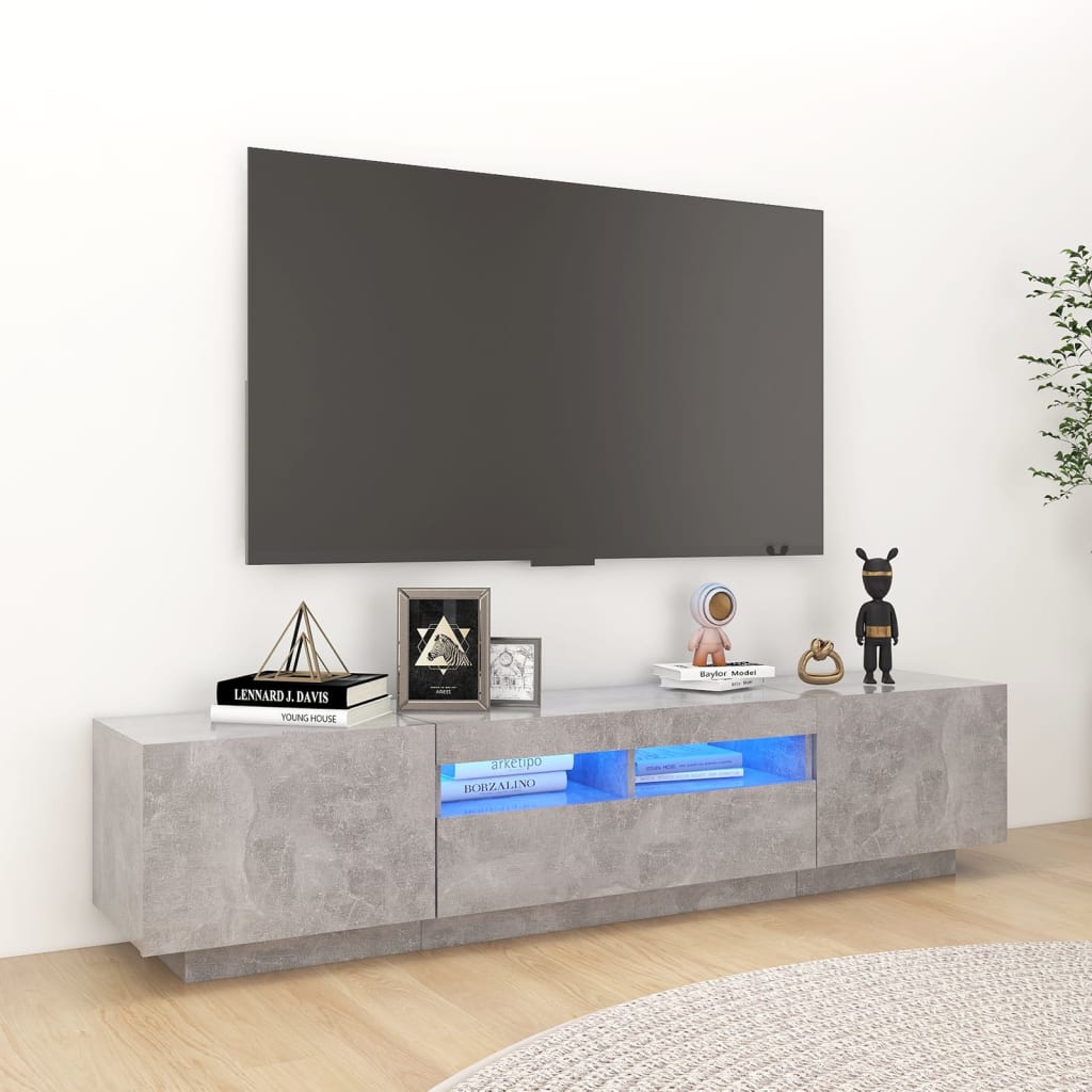 2 Piece Tv Cabinet Set With Led Lights Engineered Wood