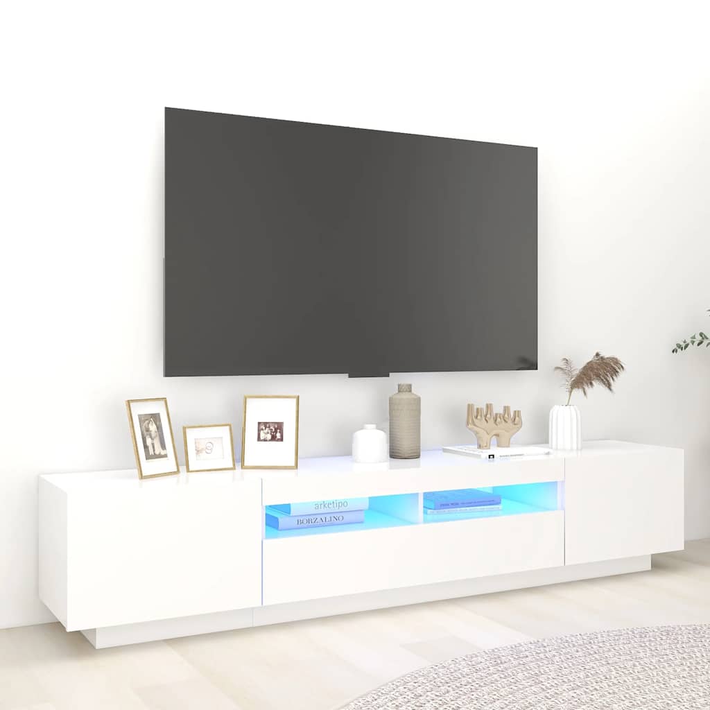 2 Piece Tv Cabinet Set With Led Lights Engineered Wood