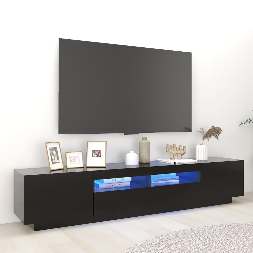 2 Piece Tv Cabinet Set With Led Lights Engineered Wood