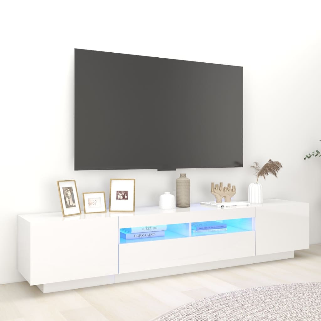 2 Piece Tv Cabinet Set With Led Lights Engineered Wood