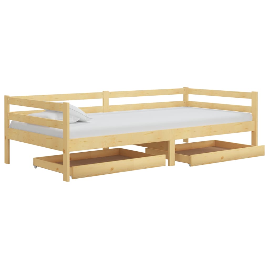 Day Bed Drawers 2 Pcs Solid Pinewood