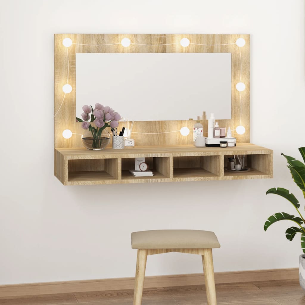 Mirror Cabinet With Led 90X31.5X62 Cm