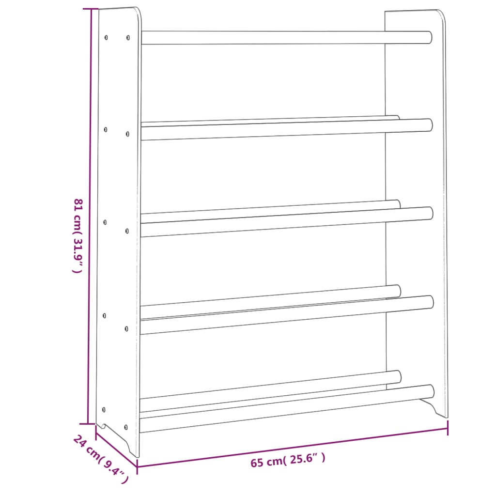 Shoe Rack 65X24X Engineered Wood