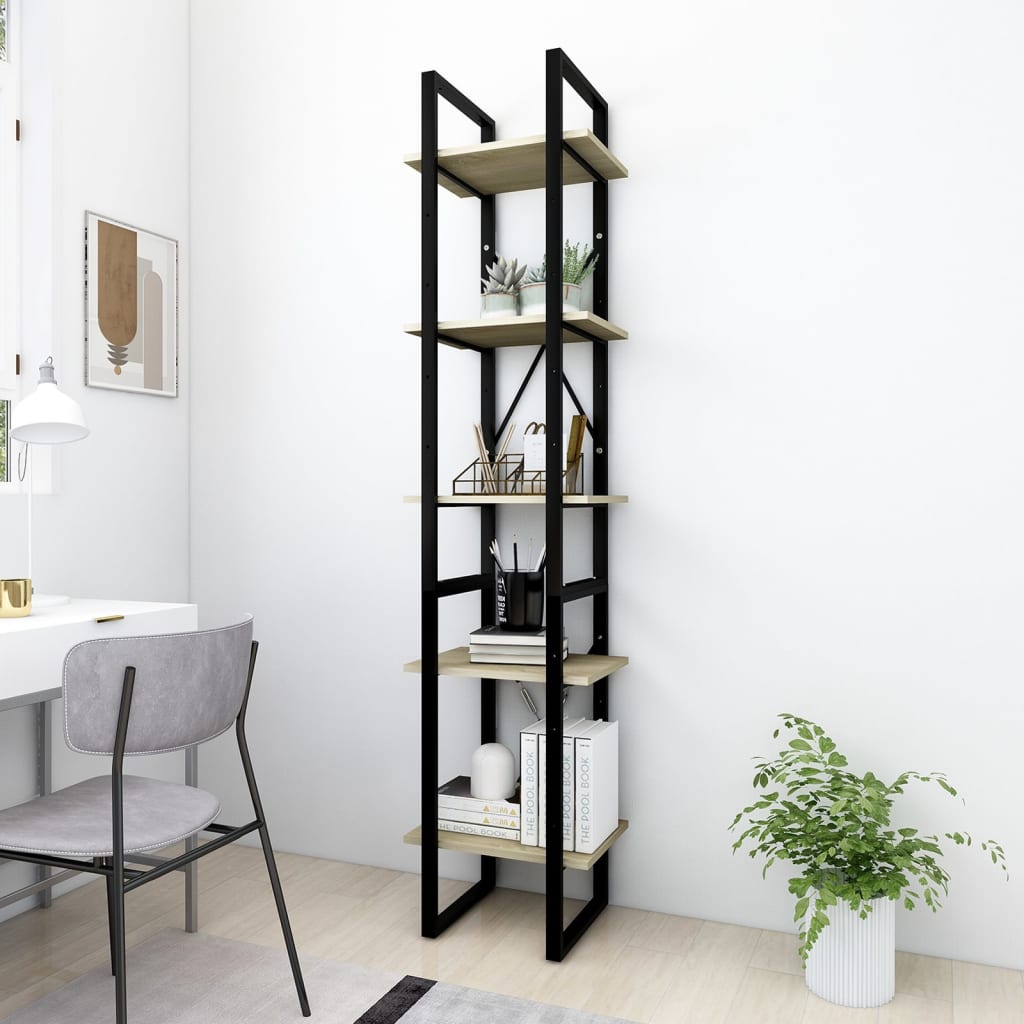 5-Tier Book Cabinet 100X30X175 Cm Engineered Wood