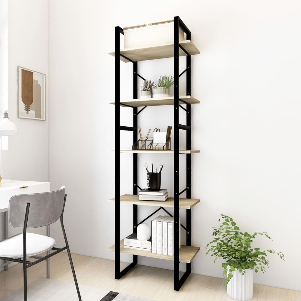 5-Tier Book Cabinet 100X30X175 Cm Engineered Wood