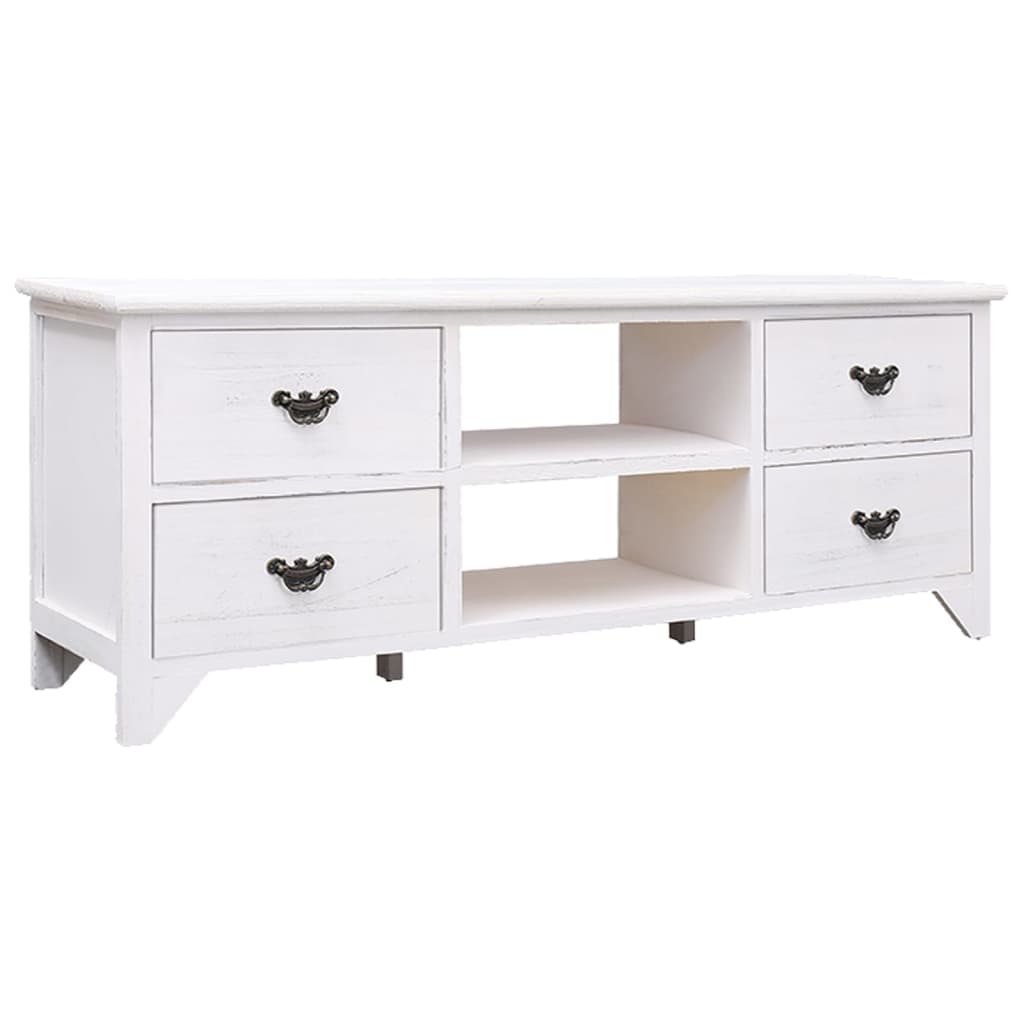 Tv Cabinet Antique White 108X30X40 Cm Solid Paulownia Wood