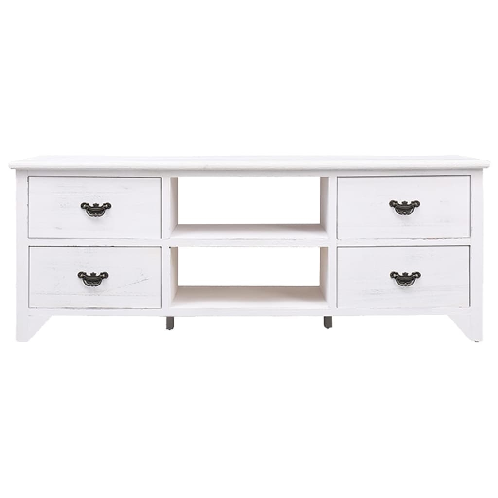 Tv Cabinet Antique White 108X30X40 Cm Solid Paulownia Wood