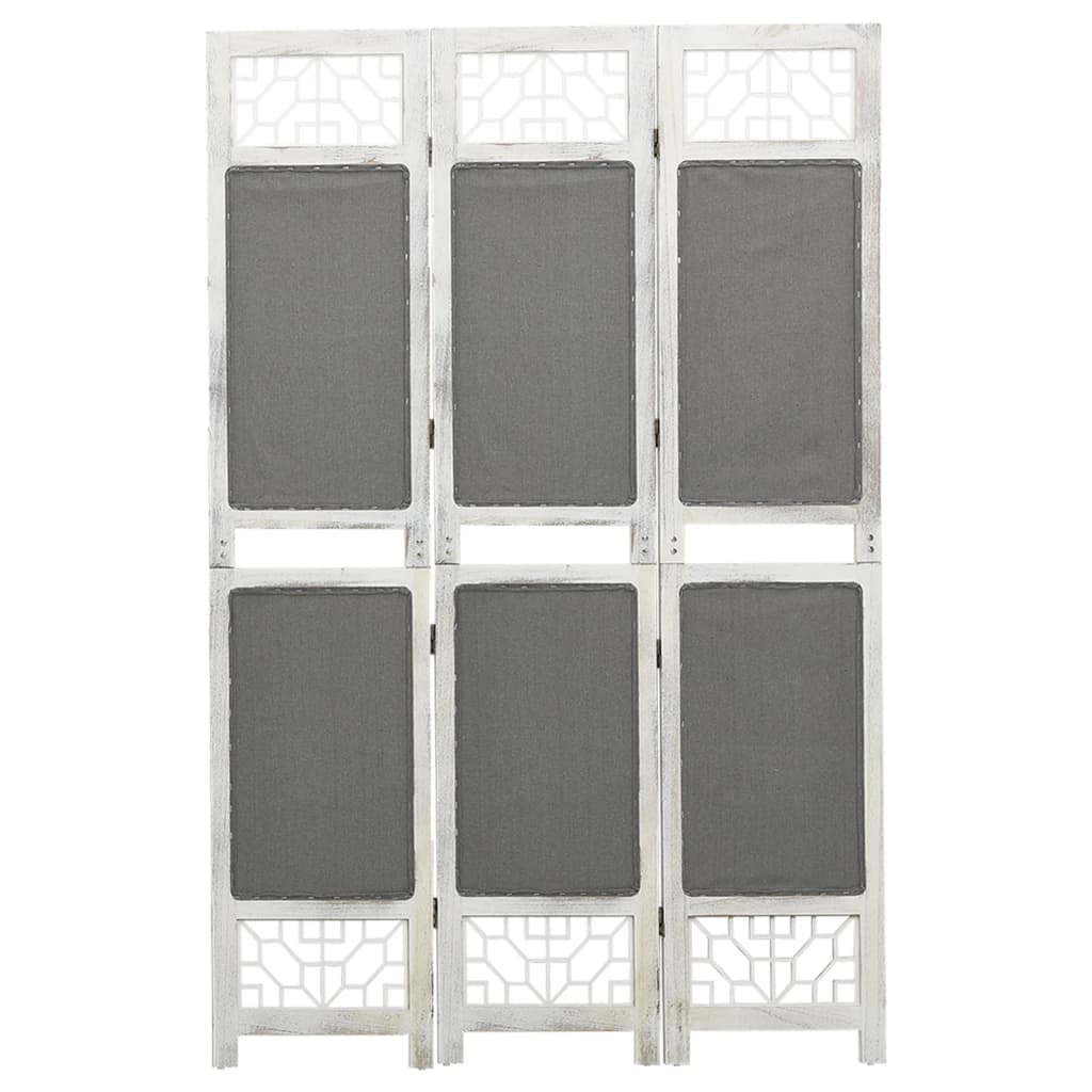 3-Panel Room Divider Grey Fabric