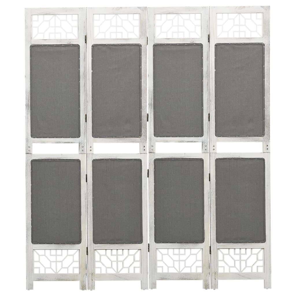 3-Panel Room Divider Grey Fabric