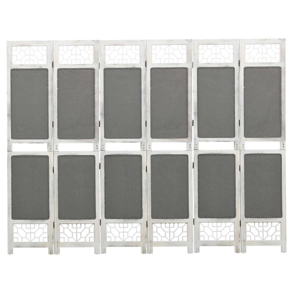 3-Panel Room Divider Grey Fabric