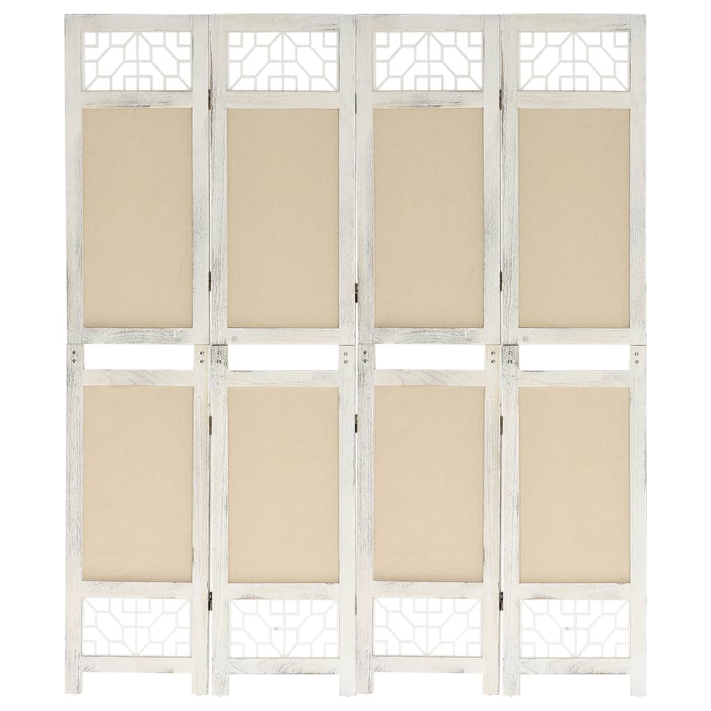 6-Panel Room Divider Cream Fabric
