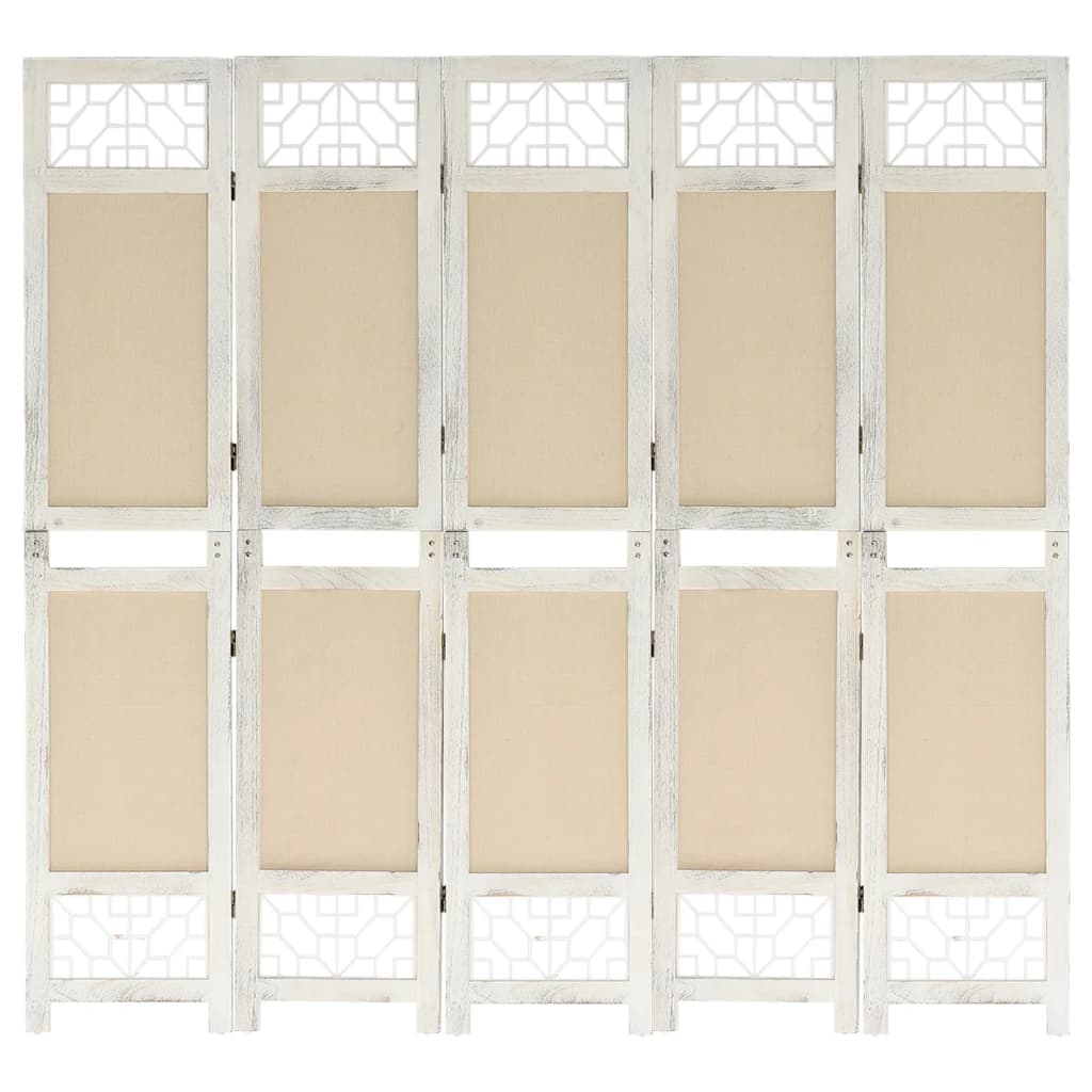 6-Panel Room Divider Cream Fabric