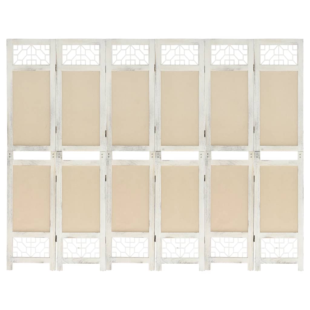 6-Panel Room Divider Cream Fabric
