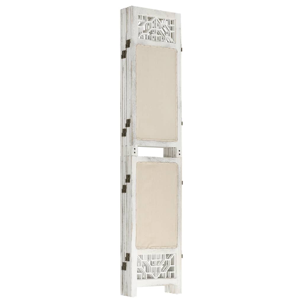 6-Panel Room Divider Cream Fabric
