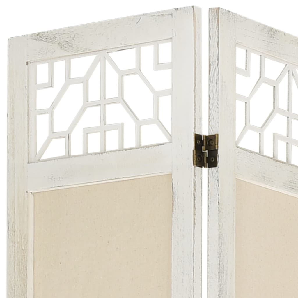 6-Panel Room Divider Cream Fabric