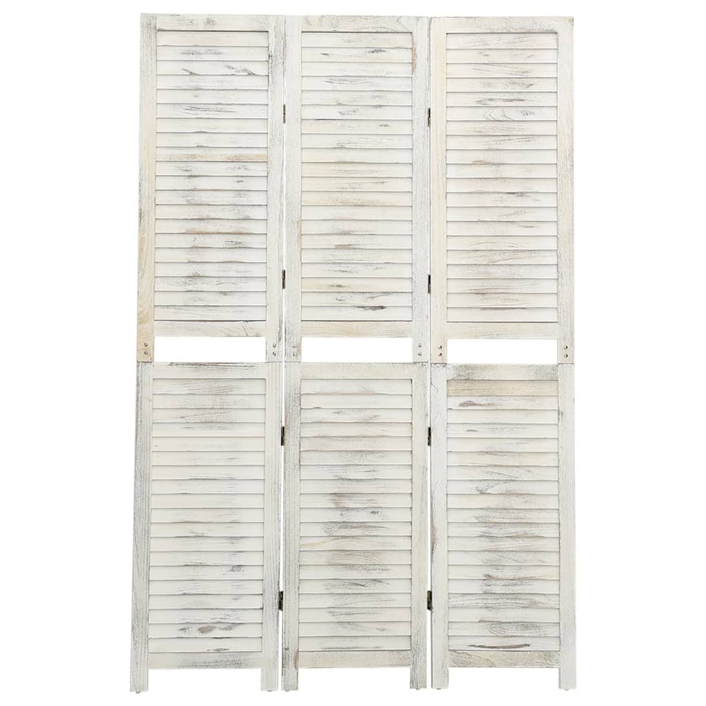 3-Panel Room Divider Antique White Wood