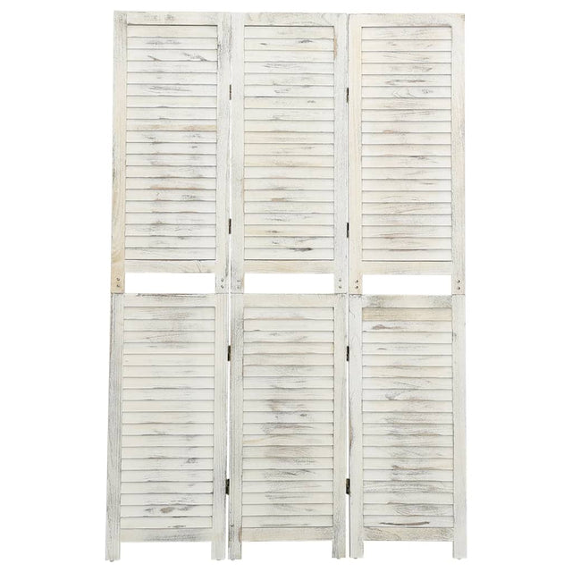3-Panel Room Divider Antique White Wood