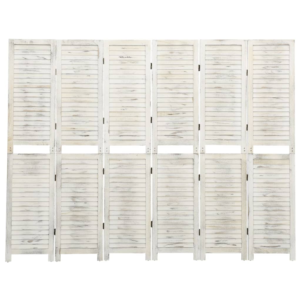 3-Panel Room Divider Antique White Wood