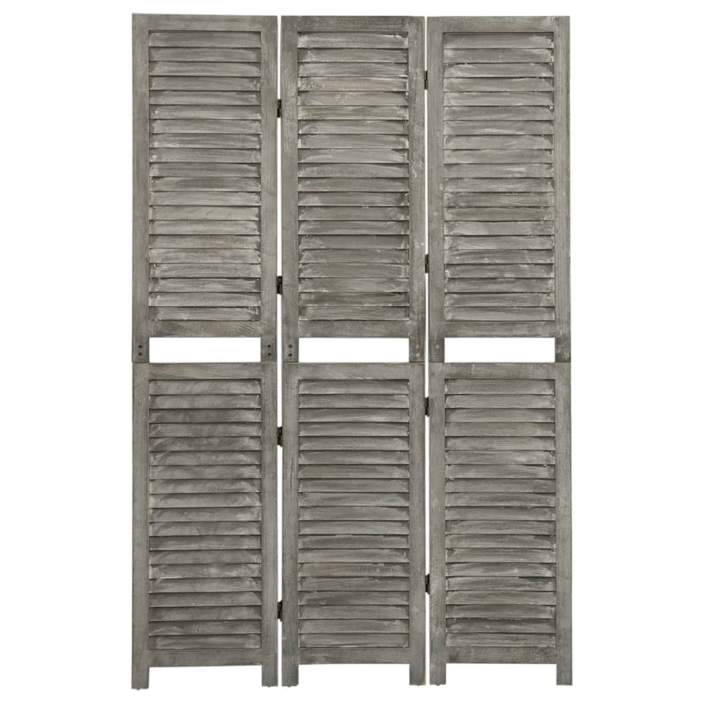 3-Panel Room Divider Grey Solid Wood