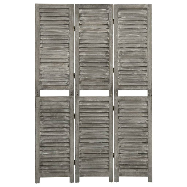 3-Panel Room Divider Grey Solid Wood