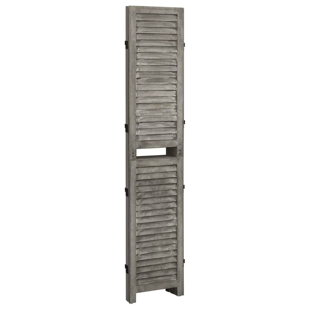 3-Panel Room Divider Grey Solid Wood