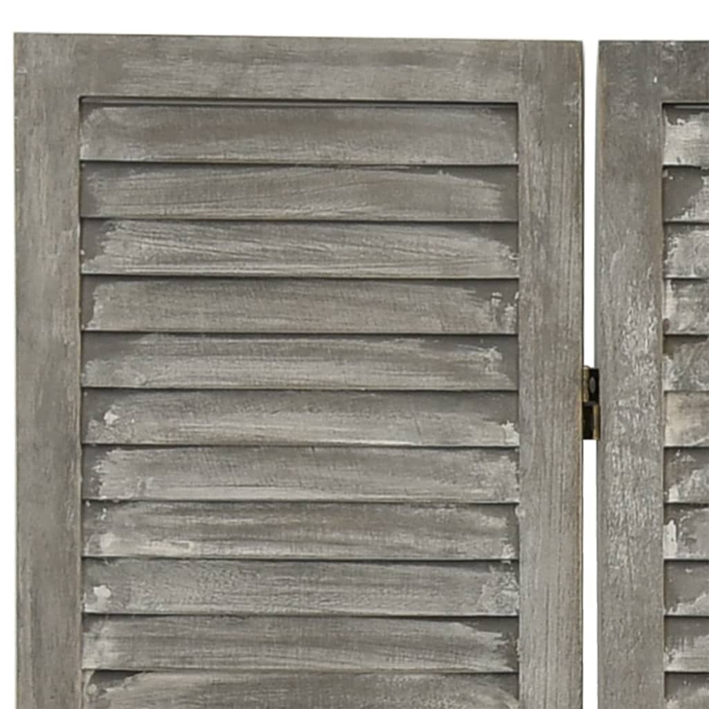 3-Panel Room Divider Grey Solid Wood