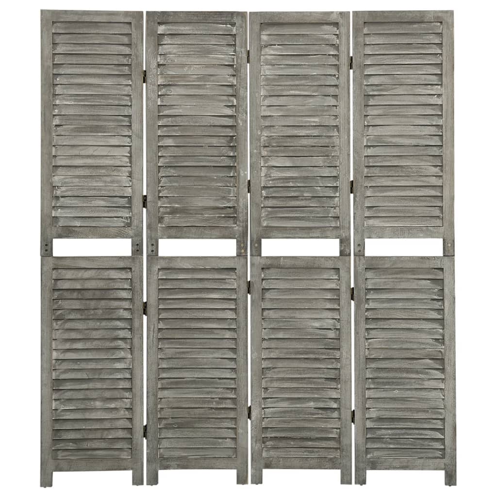 3-Panel Room Divider Grey Solid Wood